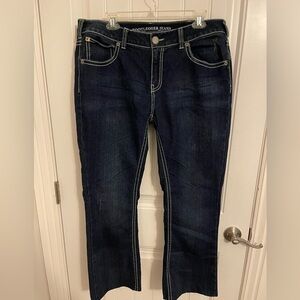 Bootlegger Jeans Dreyfus Jeans women‎  34 deep denim blue with white stitching